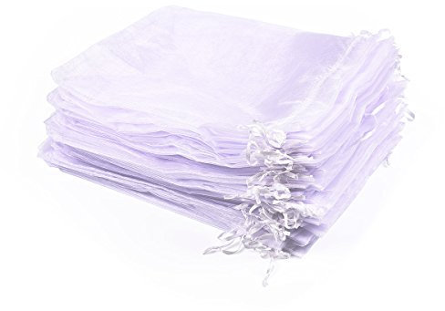 Tyhbelle 20 x 30CM Organzasäckchen 50 Stück Organzabeutel Säckli Schmuckbeutel (Weiß)