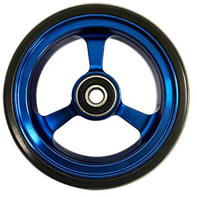 RIANTWHEEL, 4 X 1.0 inch, Solid, PU Wheels, Wheelchair Casters, Aluminum Rim, one Pair (Blue)