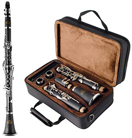 Eastrock clarinete bb Flat 17 Nickel Key Black Suitable for Beginner &Students with 2 barrel hard clarinete box