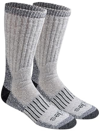 Dickies Men's Heavy Weight Wool Blend Thermal Crew Socks, (2, 4, Blue (2 Pairs), Large