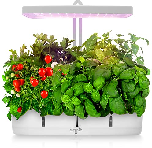 SereneLife Hydroponic Herb Garden Kit – 8 Seed Pods Included, Indoor Garden with Full-Spectrum Grow Light, Adjustable Height, and Smart Hydroponic System