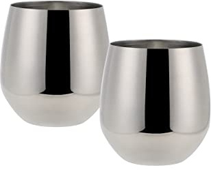 ECHTWERK Weingläser, 2-tlg Rotweingläser, Trinkbecher aus Edelstahl, Unzerbrechliche Trinkgläser, Bruchsichere Gläser, Silber-Edition, 500 ml
