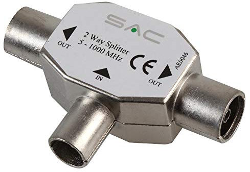 Divisore TV a 2 vie in metallo | Antenna splitter di segnale/satellite, 1 X Qtà - AE0046