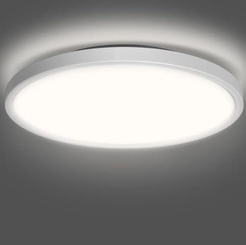 paurller Ultraflach Led Deckenleucht Rund Dünn Neutralweiß 4000K Deckenlampe Kinderleuchte Augenpflege CRI 98 RG0 Ø42cm Badezimmer Lampe für Bad Schlafzimmer Flur Küche Wohnzimmer Balkon