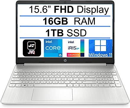 HP 2022 Newest 15.6 FHD 1080P IPS Display Laptop Computer, 11th Gen Intel Quad-Core i5-1135G7(Up to 4.2GHz), 1TB PCIe SSD, 16GB RAM, Webcam, Wi-Fi, Bluetooth, HDMI, Windows 11, Silver