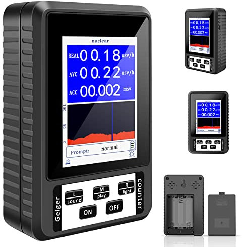 SDYGDB Nuclear Radiation Detector Geiger Counter Reusable USB Charging High Accuracy Dosimeter with Backlight Compact Personal Dosage Alarm Device Dosimeter Monitor for Monitoring(black)