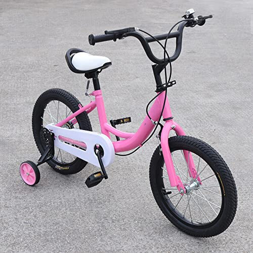 DDZcozy Vélo pour enfants de 16 pouces avec roues stabilisatrices Vélo pour filles et garçons de 5 à 8 ans, rose