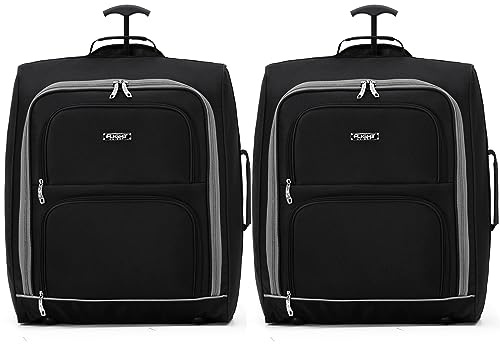 Flight Knight 2er-Set Handgepack-kabinenkoffer, Von Easyjet Zugelassen (Overhead), Große, Leichte Tasche Mit 2 Rollen, Ideal Fur Flugreisen, 56 X 45 X 25 cm