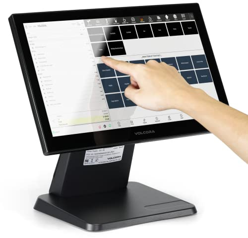 Volcora Retail and Restaurant POS Terminal Machine for Small Business, Point of Sale Cash Register with Windows 11 Professional, 15.6” Touch Screen, Black, Hardware Only