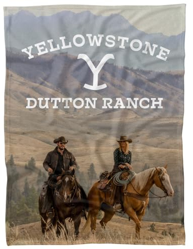 LOGOVISION Yellowstone Blanket, 60 x 80 Rip and Beth Riding Horses Fleece Blanket