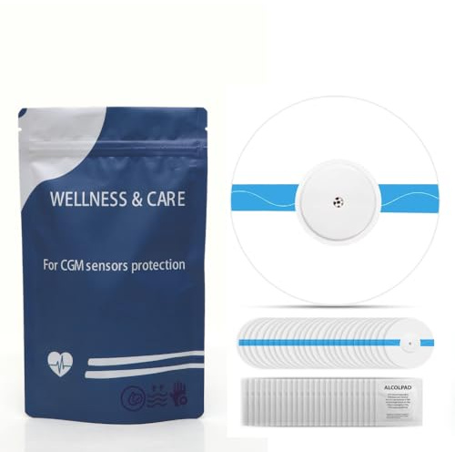 25 Parches para Sensor Freestyle. Adhesivo protector sensor glucosa transpirable, hipoalergénico y resistente al Agua y 25 Toallitas desinfectantes
