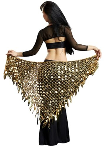 Glitzer Tanz Hüfttuch, Tanztuch mit Sequin Bauchtanz Gürtel Damen, für Bauchtanz Fransen Bauchtanz Rock Glänzende Bühne Quasterock Kurze Hüftschal Bauchtanz