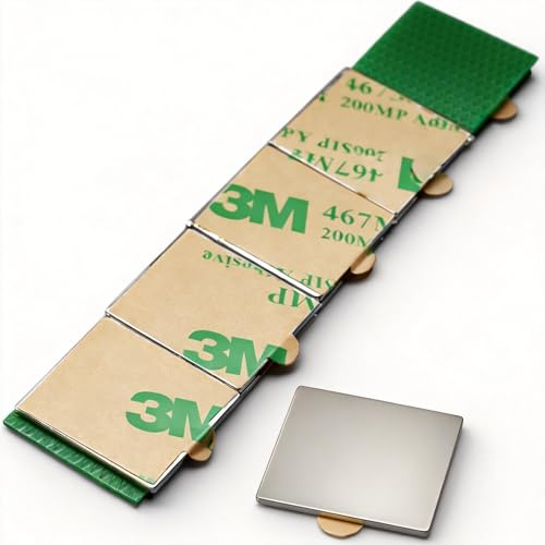 Imanes de Neodimio Autoadhesivos 20x20x1 mm | Paquete de 20 Imanes Fuertes y Duraderos para Pizarras, Manualidades y Organización