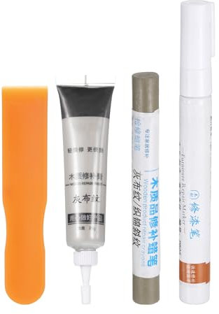 sourcing map Kit de réparation de meubles en bois (marqueurs à bois + pâte de remplissage pour bois + bâton de remplissage pour bois) Kit de retouche avec spatule pour réparer les rayures, les trous