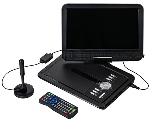 Reflexion DVD1025 Tragbarer Portabler DVD-Player & DVB-T2 HD Tuner (TV), 10.1” (25,60 cm) TFT/LCD-Bildschirm, integrierter Akku, 12V Auto Adpater, PVR-Aufzeichnung