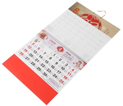 HORIALENCE Traditioneller Mondkalender mit Pferd Abreißkalender aus Reißfestem für Neujahrsdekoration und Büroeinsatz