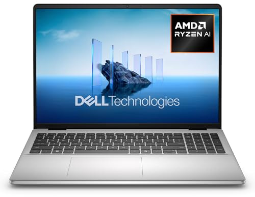 Dell 16 Laptop DC16256 Copilot+ PC 16 Inch FHD+ (1920 x 1200) IPS Display, AMD Ryzen 7 350, AMD Radeon Graphics, 32GB DDR5 RAM, 1TB SSD, Windows 11 Home, QWERTZ Backlit Keyboard, Silver
