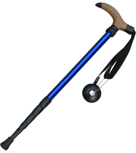 Suxdlan Gångstav 52-109 cm justerbar aluminiumlegering vandringsstavar med trähandtag, fjäderbuffert, handledsrem
