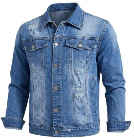 TONY BACKER - Giacca Jeans Uomo, Vestibilità Regular Fit, Giubbotto Jeans Uomo Adatto per stagione Calda, Primavera Estate, Giacca Leggera Stile Casual
