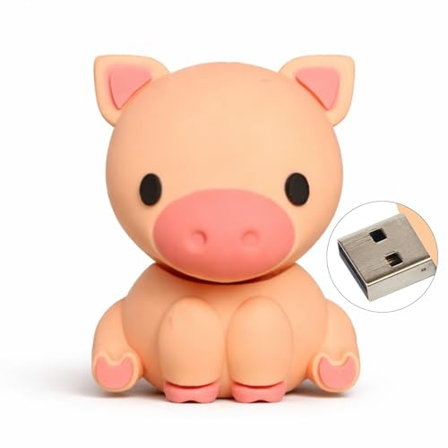 Gris USB-minne 32 GB – stor – original födelsedagsidé för tonårsflickor eller pojkar – roliga prylar för män kvinnor – smågris stuff