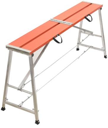 Cozyel Piattaforma di Sicurezza Pieghevole in Alluminio, Piattaforma da Lavoro Regolabile 70-120cm, Carico 300kg, Antiscivolo, Ideale per Impalcatura e Uso Domestico o Professionale