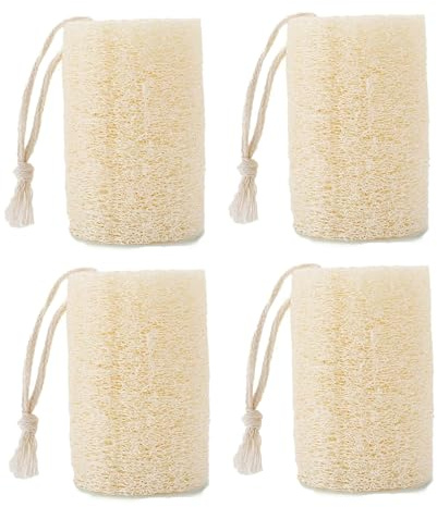 Ekologisk luffasvamp, 4 st naturlig luffasvamp, exfolierande luffa naturlig, kroppsskrubbare för bad, ekologisk för dusch och köksrengöring..