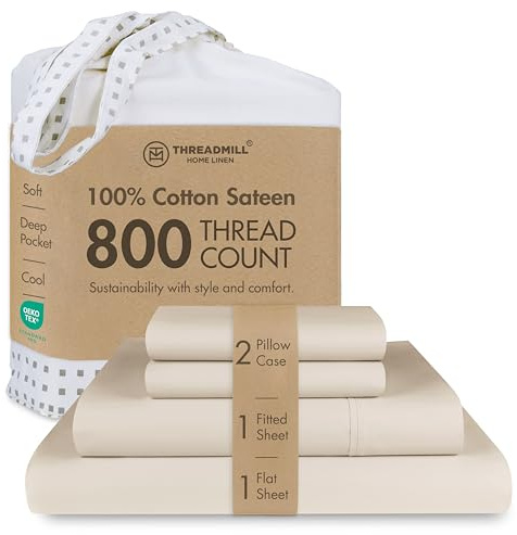 800 Thread Count Sateen Bedding Set 100% Cotton 4 Piece Bedding Set Solid Sheets Sateen Weave King Size White Threadmill Home Linen.