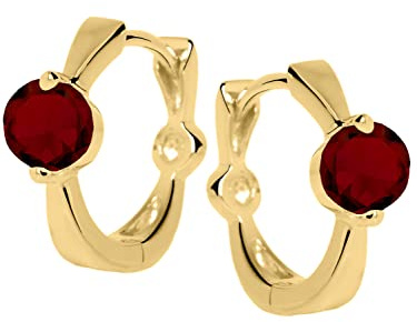 My Gold Damen Ohrringe Gold 585 Mit Granat Creolen Echtes Gelbgold (14 Karat) Edelstein Ø 10mm Mini Damenohrringe Peach Beauty C-01292-G401-GAR