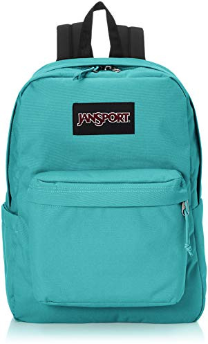 JanSport SuperBreak Plus Laptop-Rucksack im Classic Petrol - 15 Innentasche mit Front-Veranstalter & Seite Wasser Flasche Tasche - Gepolsterte Riemen - 25 L