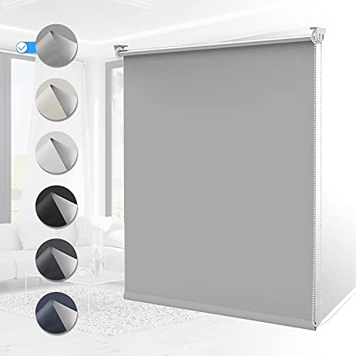 Estor opaco sin agujeros, 60 x 130 cm (ancho x alto), color gris claro