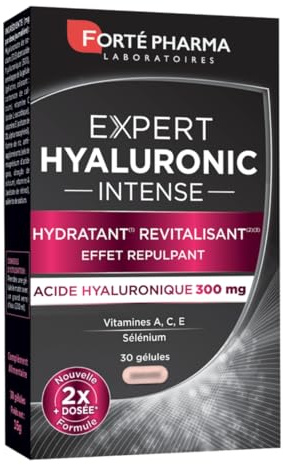 Forté Pharma - Expert Hyaluronic Intense | Complément Alimentaire Peau à base d'Acide Hyaluronique - Effet Repulpant | 30 gélules