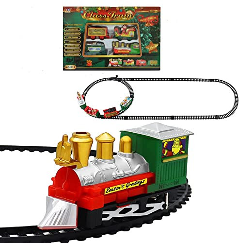 Train Electrique Noel Ensemble de Train pour Enfants, Décoration de Noël,Train de Noël électrique avec Rails, Ensemble de Train de Noël Facile à Assembler avec Chariots et chenilles