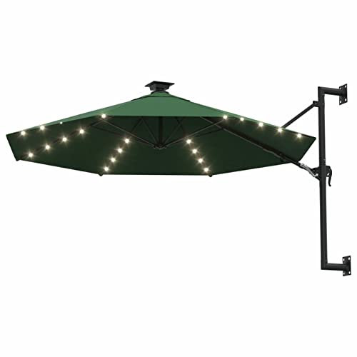 Gecheer Ombrellone Parasole,da Parete,Palo in Metallo,3 m,con Luci LED,da Sole,Ombrellone a Muro,Ombrellone da Giardino,Patio,Ombrellone da Terrazzo,Ombrellone da Balcone,da Esterno
