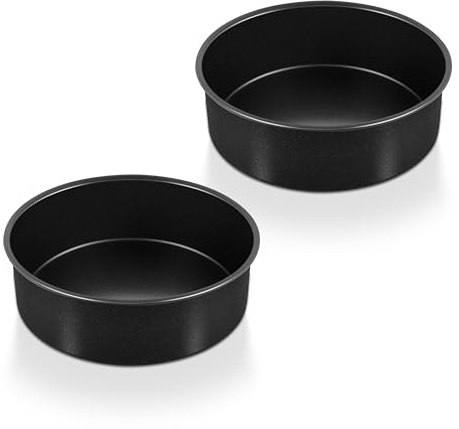 P&P CHEF Non-stick Cake Pan Set of 2,6 Inch Round Baking Cake Pans Tins for Tier Smash Cakes, Non-Toxic & Solid, Stainless Steel Core & Leak-Proof, 2Pcs