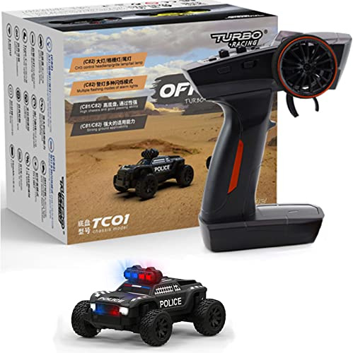 FLYCOLOR Turbo Racing 1:76 C82 Mini RC Police Truck Black Full Proportional