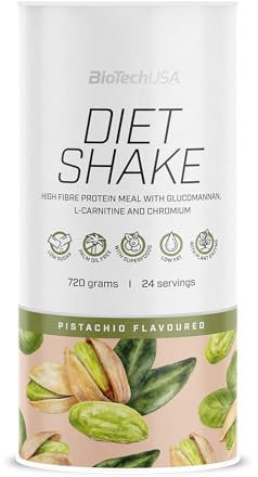 BioTechUSA Diet Shake | Alto en Proteína, Bajo en Grasa | Con Superalimentos, Cromo, Glucomanano, L-Carnitina | Bajo Contenido en Azúcar, Sin Aceite de Palma, 0,72 kg, pistacho_