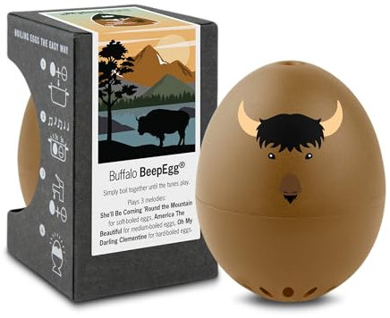Buffalo BeepEgg – Minuteur d'œufs pour faire bouillir les œufs – Cuiseur à œufs musicaux pour œufs doux, moyens et durs – Qualité alimentaire – Minuteur flottant pour œufs chantants – Cuiseur à œufs