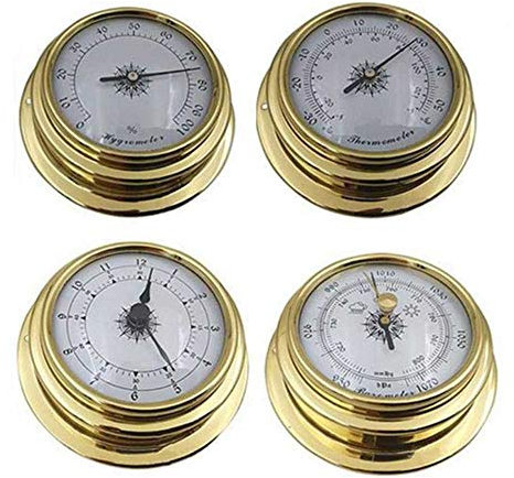 UNbit Baromètre traditionnel type cadran baromètre thermomètre hygromètre baromètre montres horloge coque en cuivre zirconium marin for station météo