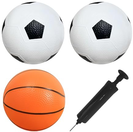 ZBHDEYG 2 minibalones de fútbol y 1 mini pelota de baloncesto, tubo inflable, pelota de fútbol para bebé e infantil, interactiva para padres e hijos (16 cm)