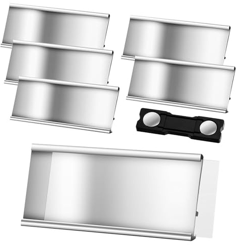 5 stycken namnskyltar för klädmagnet, aluminium namnskyltar med stark dubbelmagnet, professionell magnet namnskylt med pappersspår, ca 72 x 35 mm (2,8 x 1,4 tum) (silver)