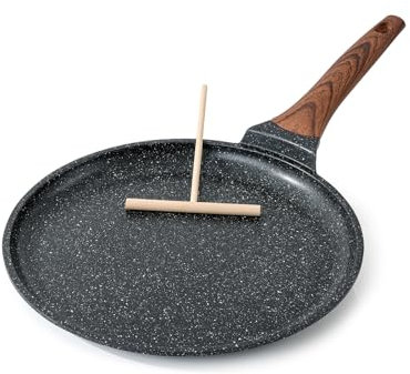 Kordisen Padella per Crepes 30 cm Antiaderente – Padella Crepes Induzione con Rivestimento in Granito, Testo Romagnolo con Distributore di Impasto, Senza PFOA, per Tutti i Fornelli