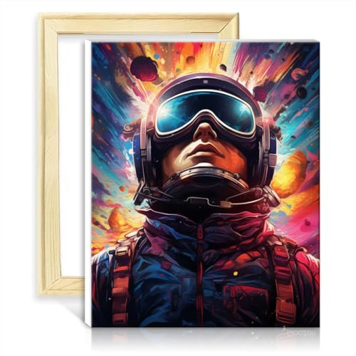TANGFEIY Kits de peinture par numéros Galaxy Pilots sur toile Peinture pour adultes avec pinceaux et pigment acrylique pour décoration murale de la maison Cadeaux avec cadre (30x40cm)