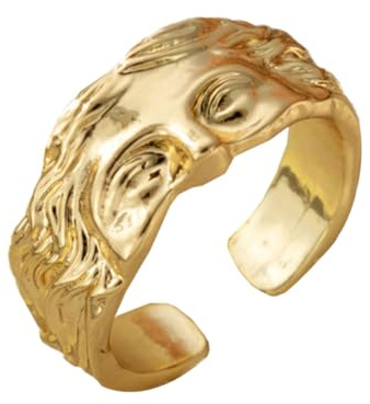 Auriselle Anello da Uomo Regolabile Maschera di Venere Vintage Viking Retro Aperto Anello da Pollice Gotico Gioielli Regali per Uomini Ragazzi Padre, Oro