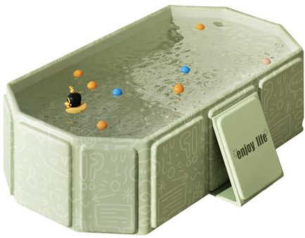 Bañera plegable para niños, portátil y grande para bebés, lavabo de ducha bañero para 0-8 años, integrado con tapón de drenaje (Verde)