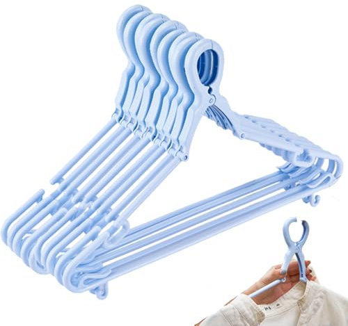 Cintres en Plastique, 5 pcs de cintres Non glissants à Vent avec Fermoir à Crochet, vêtements multifonctionnels sèche-sèchet Porte-Suspension pour Vestes Chemises Foulards Pantalon
