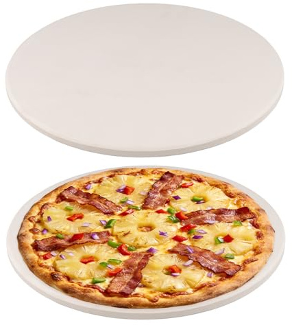 KEILEOHO Runder Pizzastein, 26 cm, Stein-Pizza-Grillstein zum Brotbacken, 2 Stück
