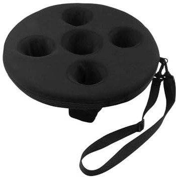 FUANA Porte-boisson flottant pour piscine ou plage - Plateau flottant en mousse à 5 trous, 39 x 39 x 13,5 cm, noir, compatible avec piscine, lac, jacuzzi et spas