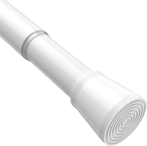 Tension Rod for Curtains 71-125cm, White Curtain Poles No Drilling Non Slip Tension Rod – for Bathroom, Closet & Window