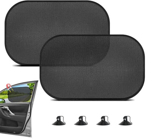 Romon Parasol Coche Lateral, Pack de 2 (50x30cm) con Ventosas, Autoadhesivo Protección UV para Todos los Vehículos, Bloqueo de Rayos UV Nocivos