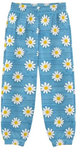 ODAWA Gula solrosor blå fjärilar elastisk midja pojkar joggingbyxor manschett ankel småbarn pojke byxor